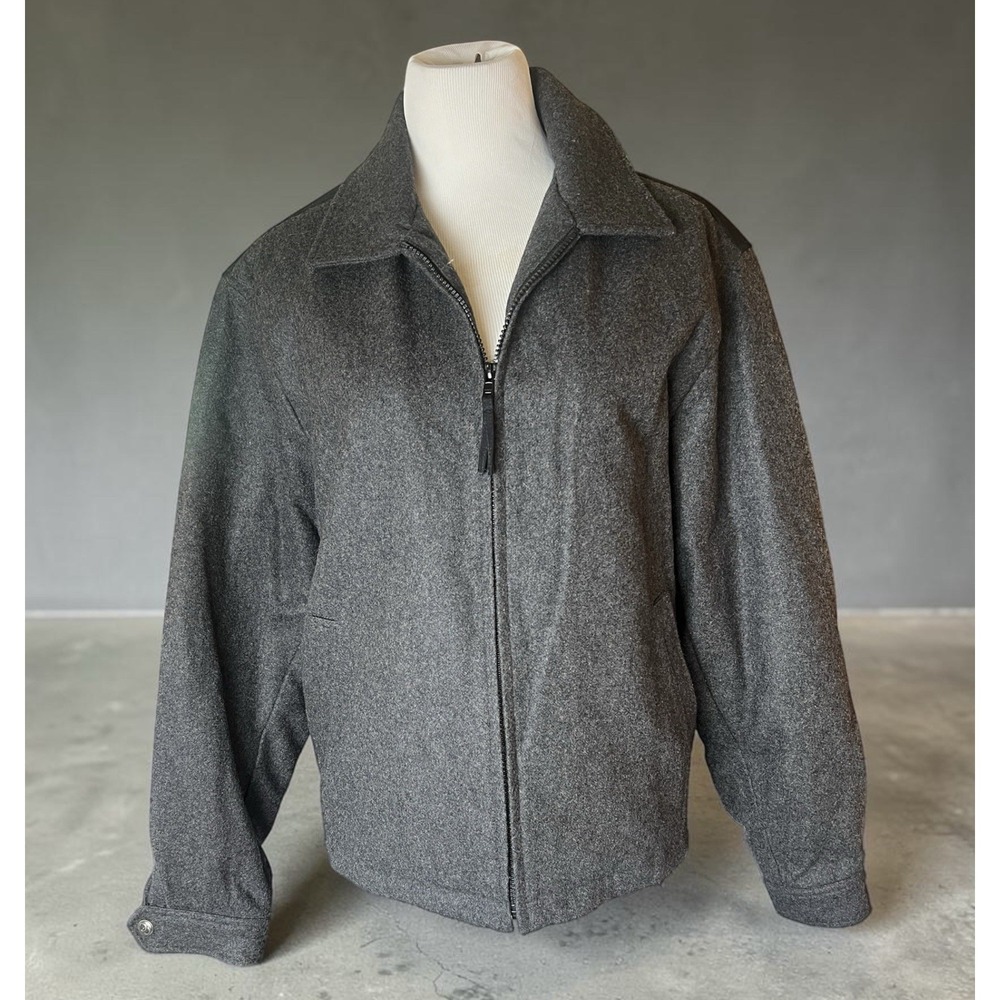 Cripple Creek Jacket Mens Medium Gray Zip Up Quilted Lined Wool Blend Western